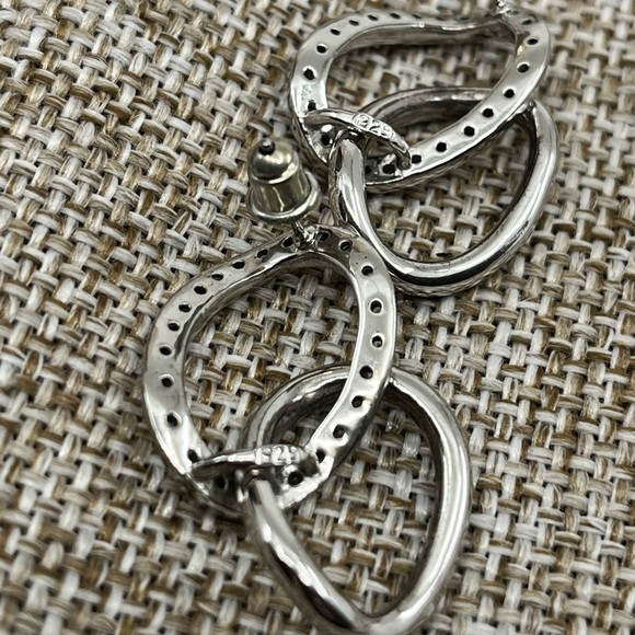 Vintage Sterling Silver Dangle Earrings with Brilliant Sparkle - Picture 6 of 15